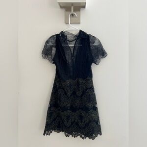 Sandro Black Sheath Mini Dress with Flutter Sleeves